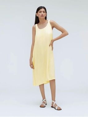 Everlane The Naia Ripple Tank Midi Dress in Pastel Yellow XS